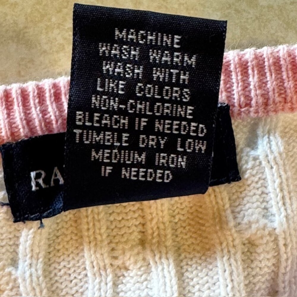 Ralph Lauren White Pink Cable Knit Cardigan Sweater sz 5 - Picture 5 of 7
